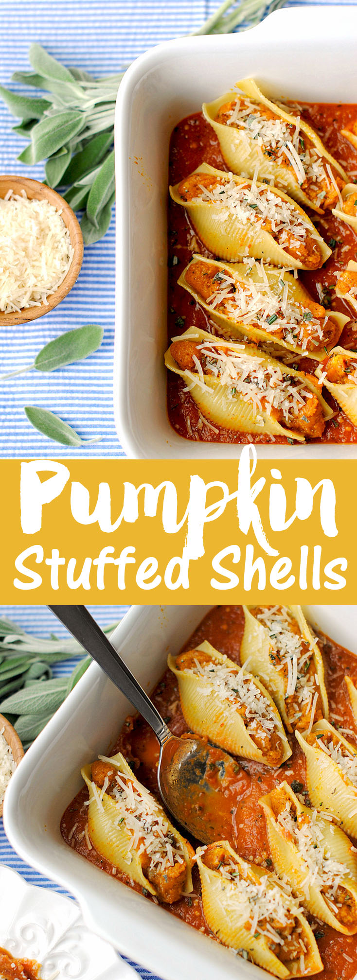 {Healthy} Pumpkin and Sage Stuffed Shells, less than 300 calories per serving! | Eat Yourself Skinny