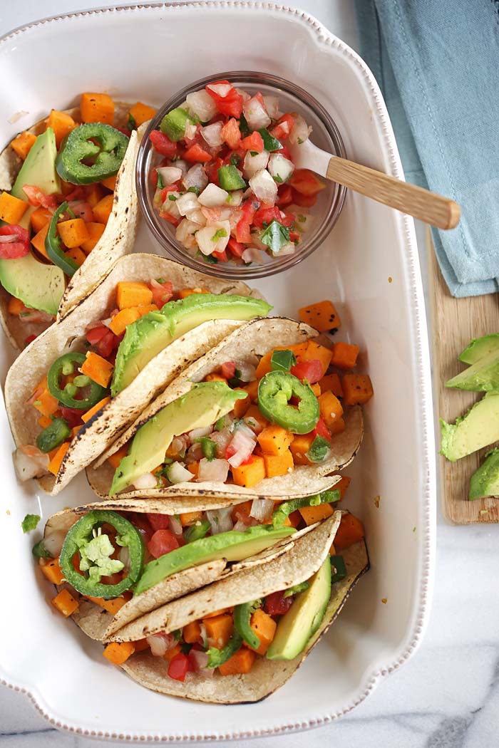 Sweet Potato Tacos from Terra's Kitchen, a farm-to-front door meal-kit delivery service! eat-yourself-skinny.com