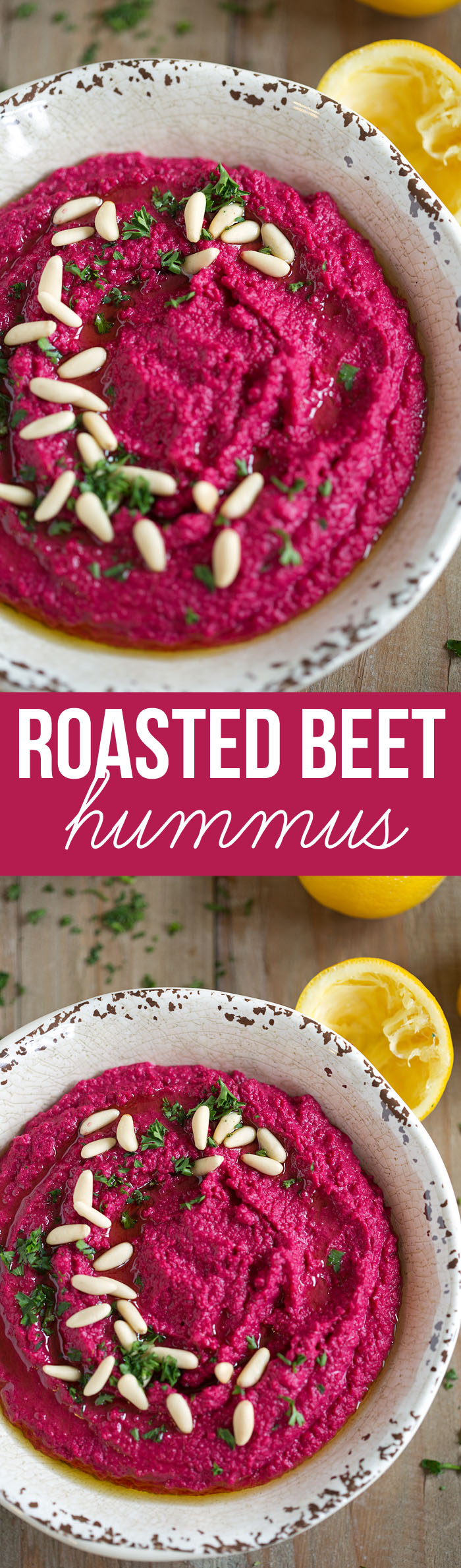 This Creamy Roasted Beet Hummus is gluten-free, dairy-free, vegan and a FAVORITE in our house!  eat-yourself-skinny.com